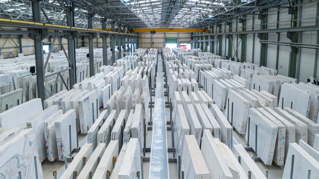 natural stone slabs in warehouse