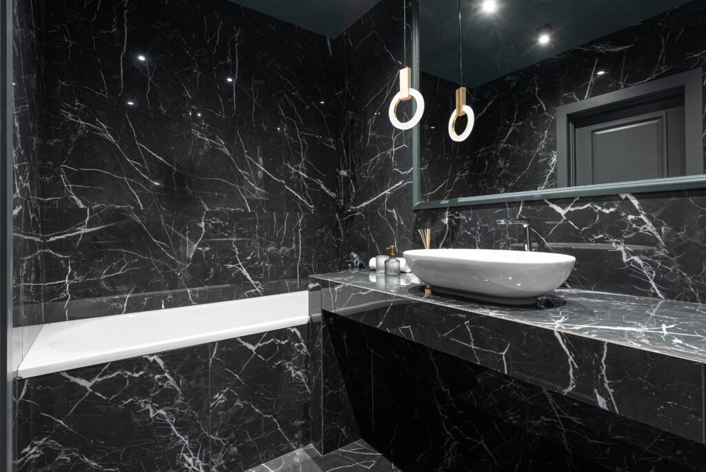 Black and White Quartz Bathroom