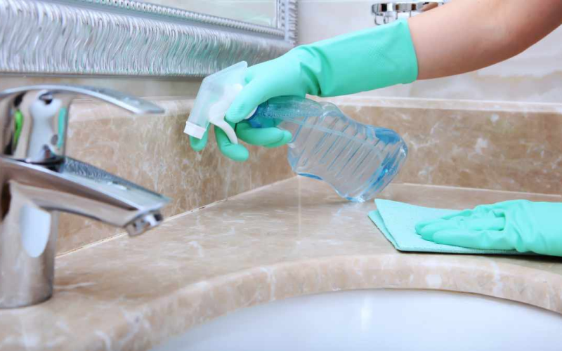 cleaning for brown marble counter