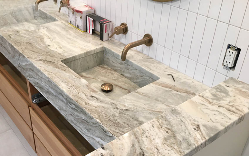 fantasy brown marble bathroom counter