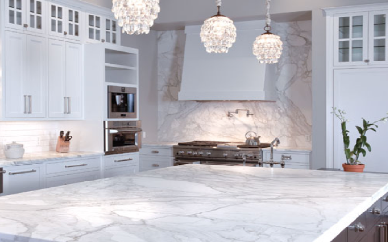 white marble countertop