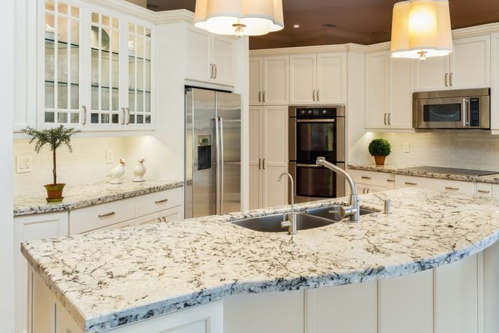 white granite countertop