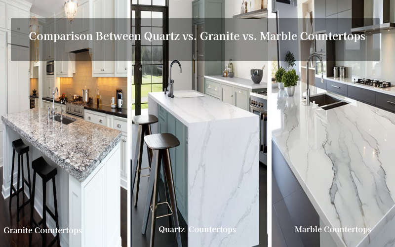 Comparison Between Quartz vs. Granite vs. Marble Countertops