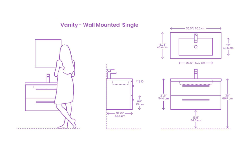 bathroom counter dimensions