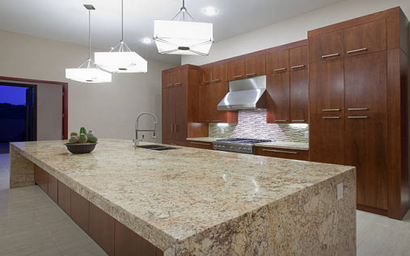 yellow brown granite countertop