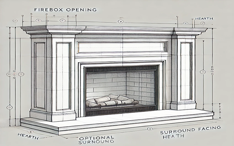 measurement fireplace mantel surround